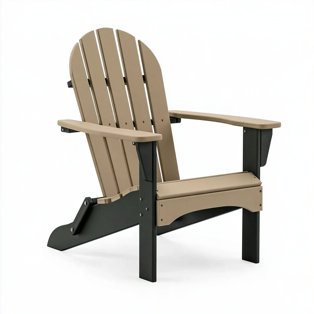 Adirondackstuhl 80 x 76 x 98 cm aus Kunststoff in Taupe Schwarz für den Außenbereich
