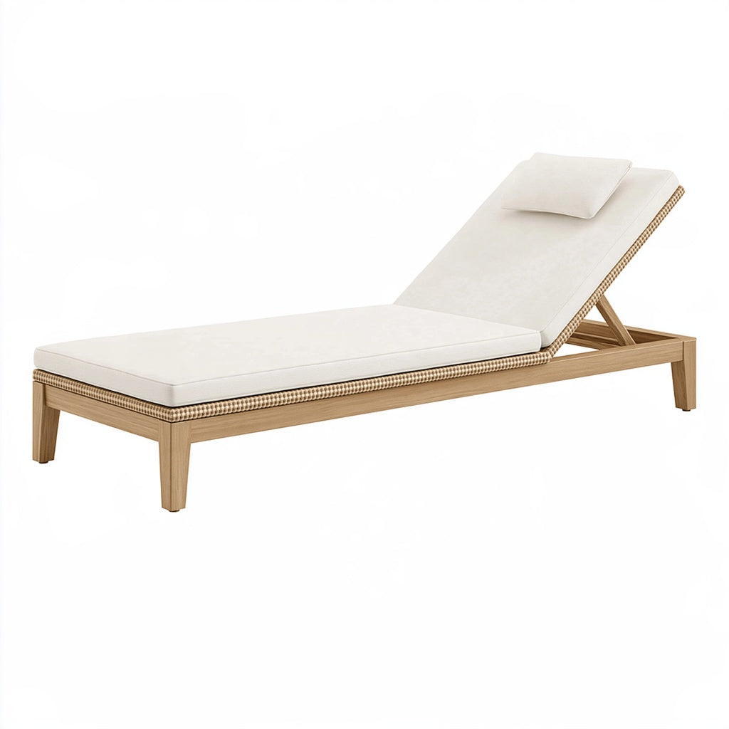 Sonnenliege 200 x 70 cm Holz Beige mit verstellbarer Rückenlehne für Garten