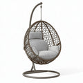 Hängesessel 105 x 105 x 195 cm aus Metall und Kunststoffgeflecht Braun Grau mit Gestell