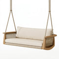 Hängesofa 180 cm Holz Seil Beige für überdachte Außenbereiche