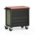 Werkzeugwagen 77 x 46 x 96 cm Stahl Schwarz Rot mit 7 Schubladen und Holzarbeitsplatte