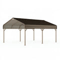 Carport 600 x 300 x 280 cm aus Stahl Beige Schwarz mit Satteldach