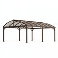 Carport 600 x 300 x 280 cm aus Metall Braun mit Polycarbonatdach - klassische Fahrzeugüberdachung