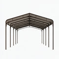 Carport 600 x 300 x 270 cm aus Stahl Braun mit transparentem Dach für Fahrzeuge