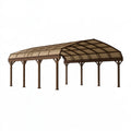 Doppelcarport 600 x 600 cm aus Metall Braun mit transparentem Bogendach für Außenbereich