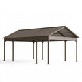 Garten Carport 600 x 400 x 280 cm aus Stahl in Braun mit Satteldach