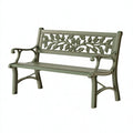 Gartenbank 120 cm Metall Grün mit Blattdekor