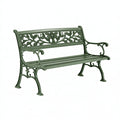 Gartenbank 120 x 60 x 85 cm aus Metallguss in Grün - klassischer Stil mit Blattornamenten