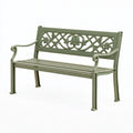 Gartenbank 122 cm x 60 cm x 88 cm aus grünem Metall mit floralem Dekor